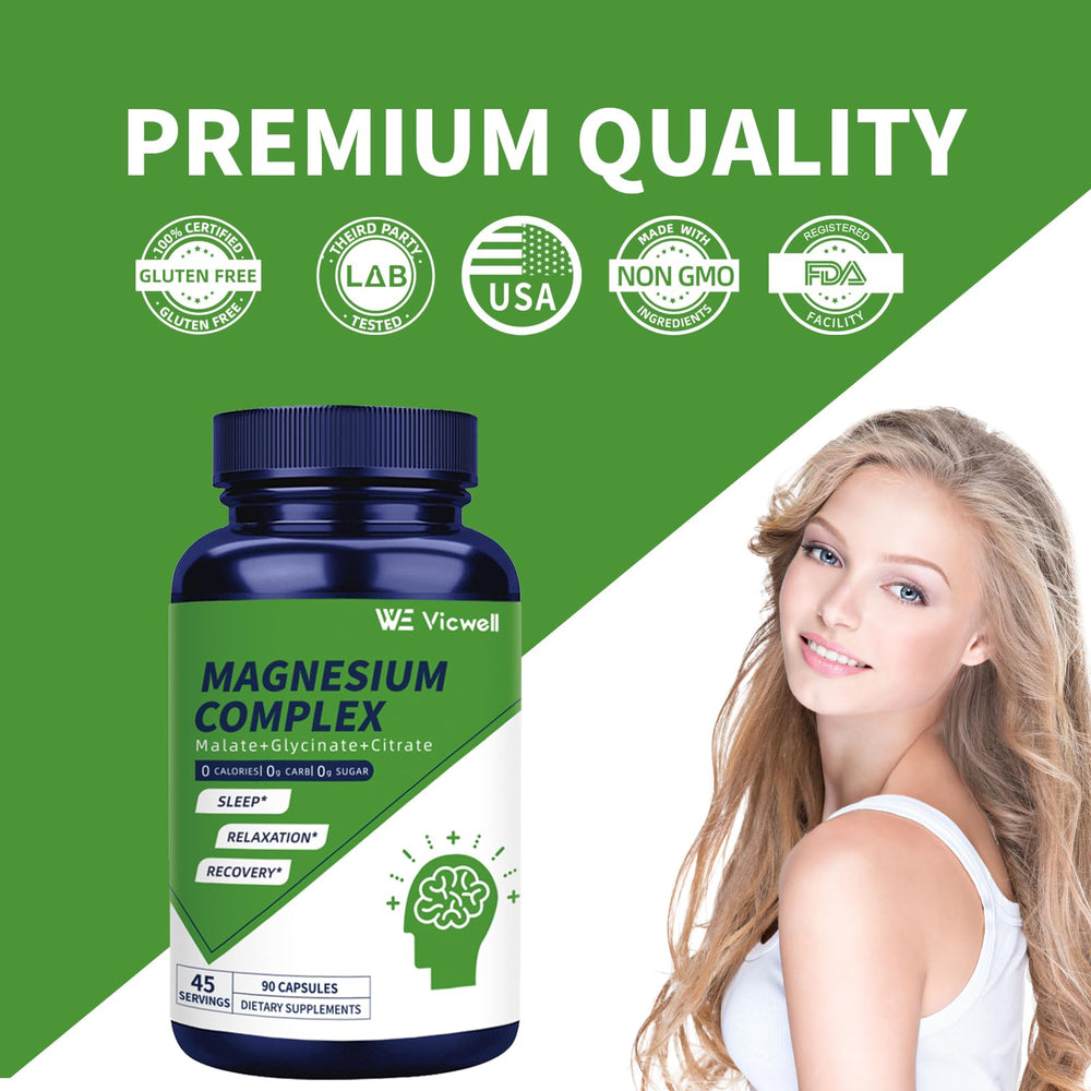 Graphic highlighting benefits: stress relief, sleep support, nerves and metabolism