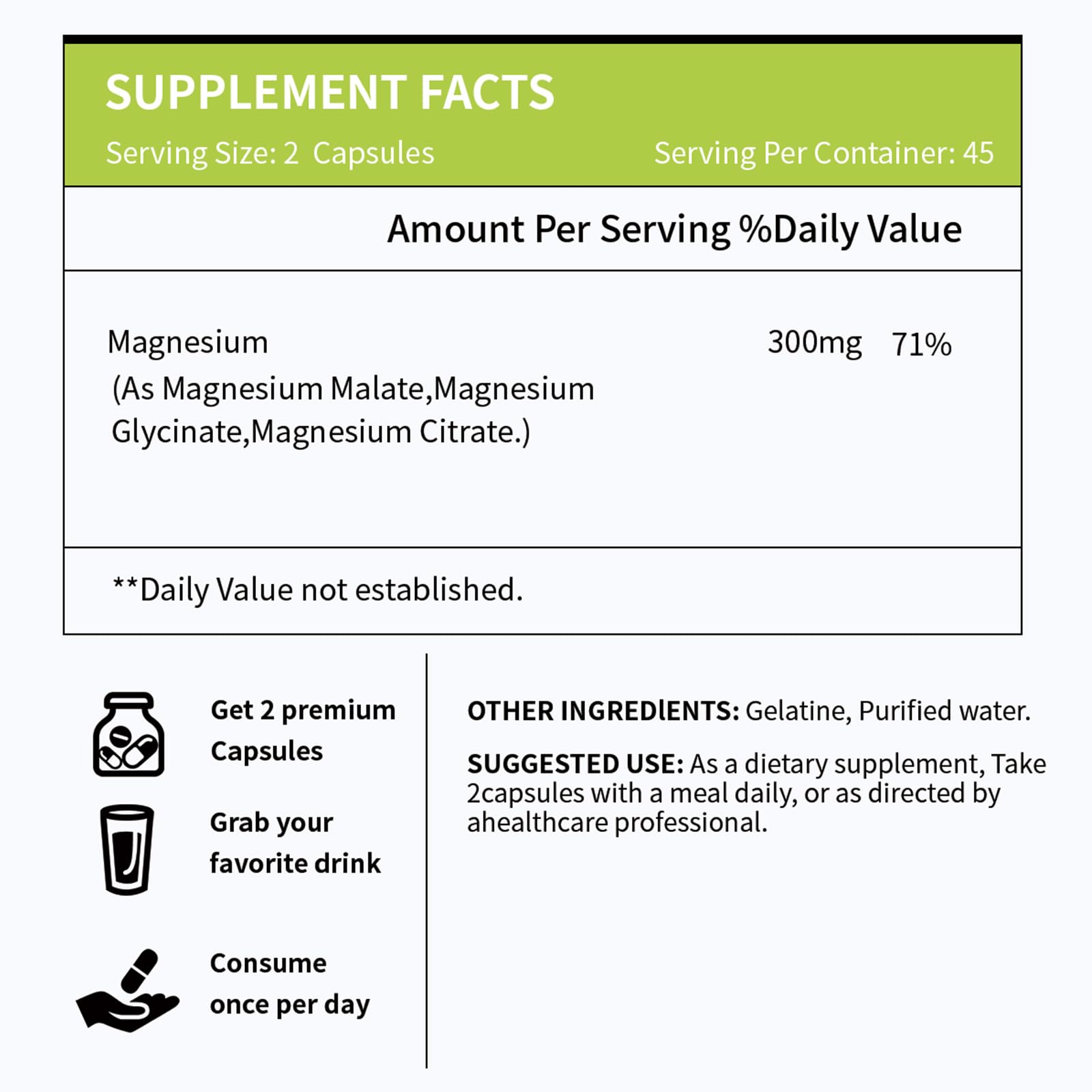 Vicwell Triple Magnesium Complex ingredients panel