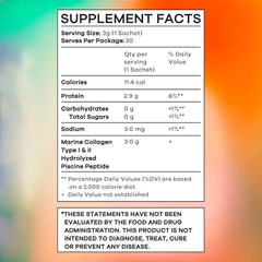 Scoop of unflavored marine collagen powder dissolving in water