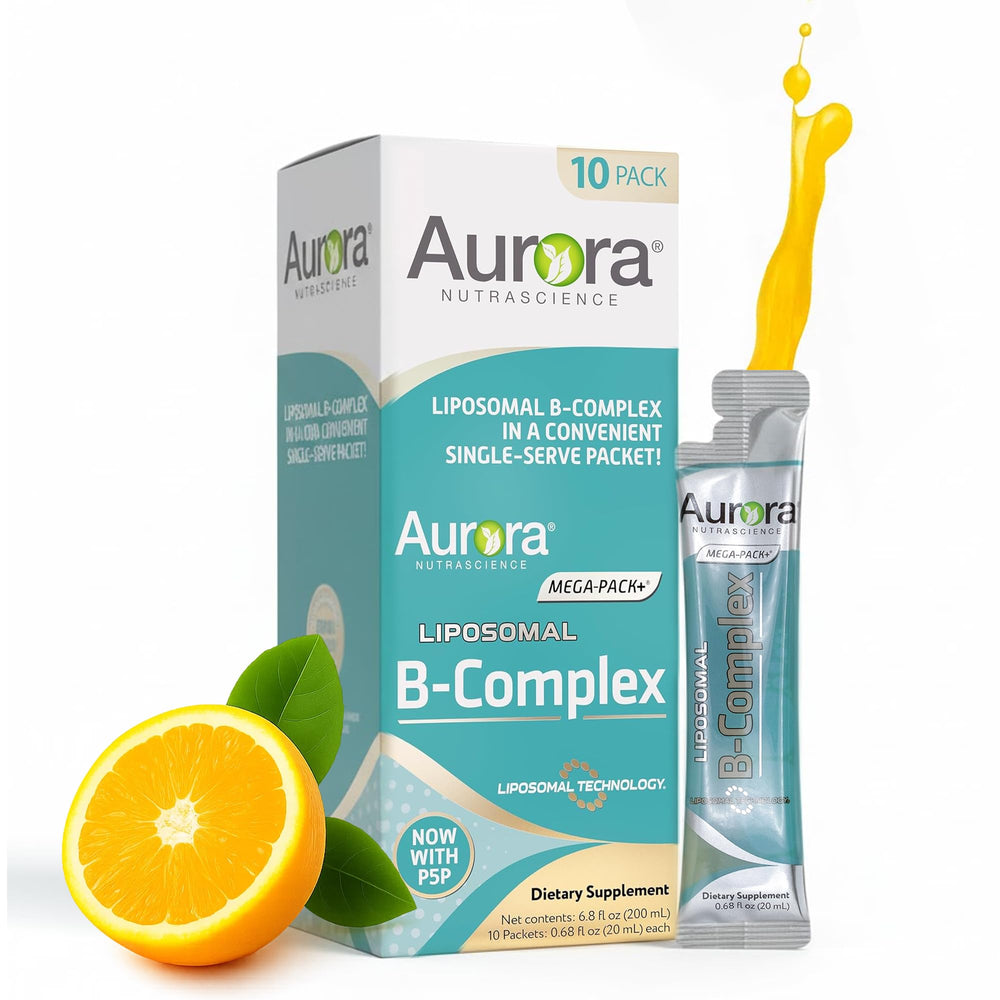Aurora Nutrascience Mega-Liposomal B-Complex + Vitamin C bottle with orange flavor