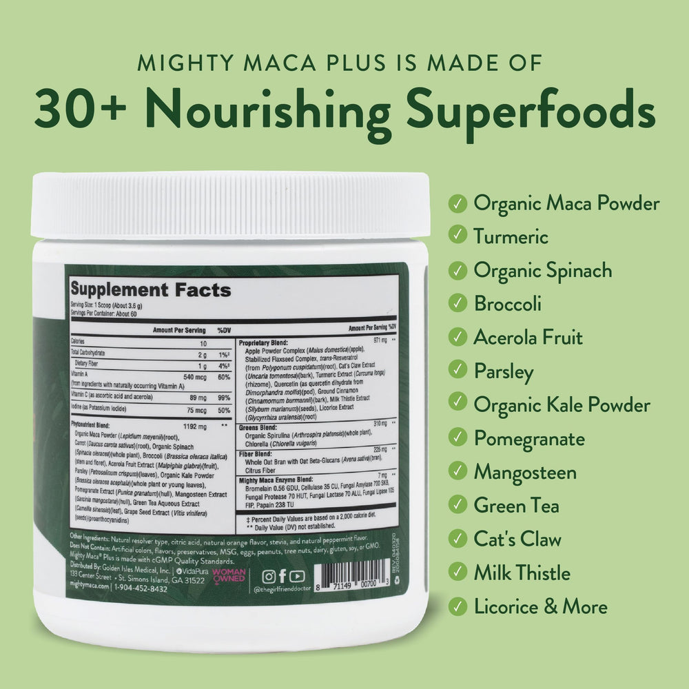 Serving suggestion: smoothie with Mighty Maca Plus