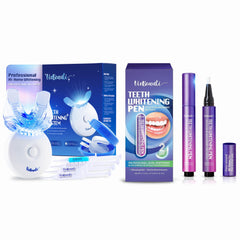 VieBeauti teeth whitening kit with LED light and gel syringes