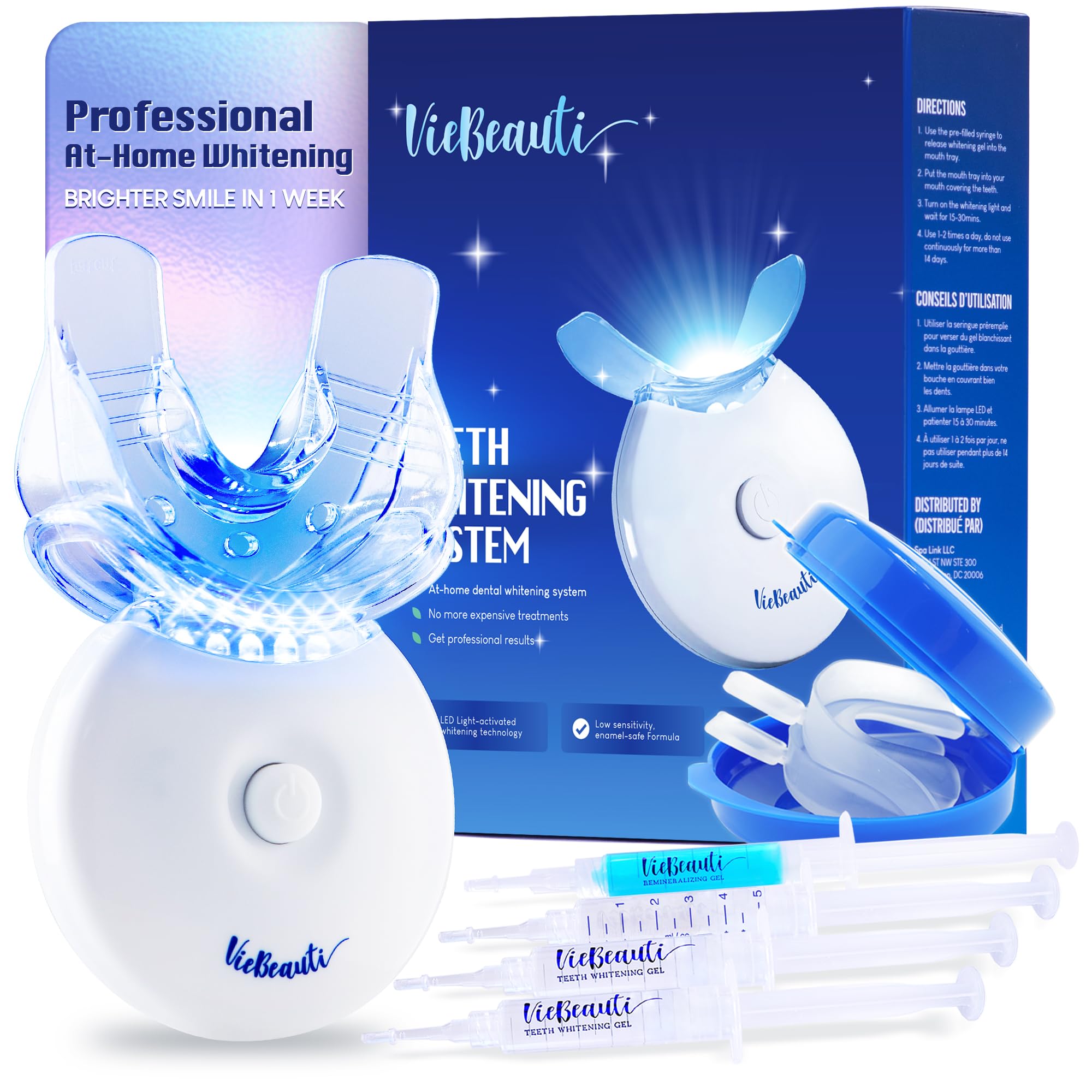 VieBeauti teeth whitening kit with LED light