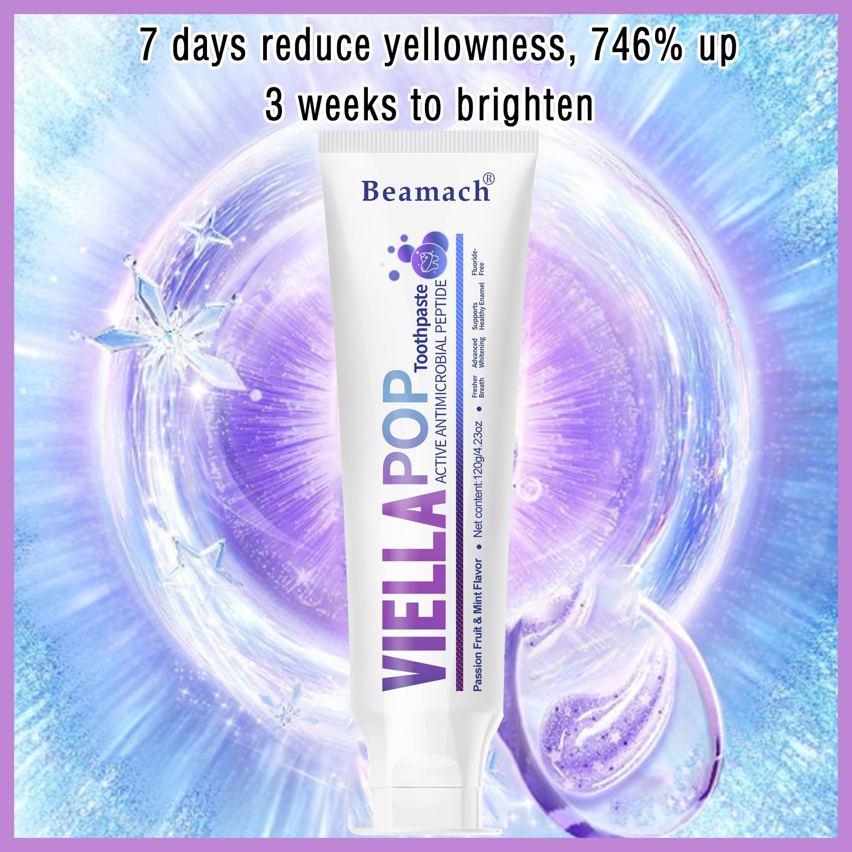 Brightened smile after using VIELLA POP Purple Whitening Toothpaste