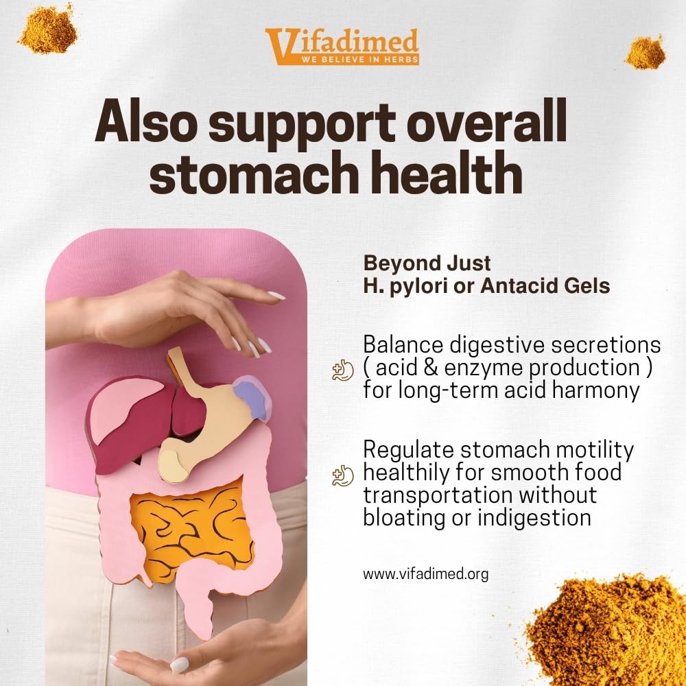 Illustration showing stomach with digestive support icons