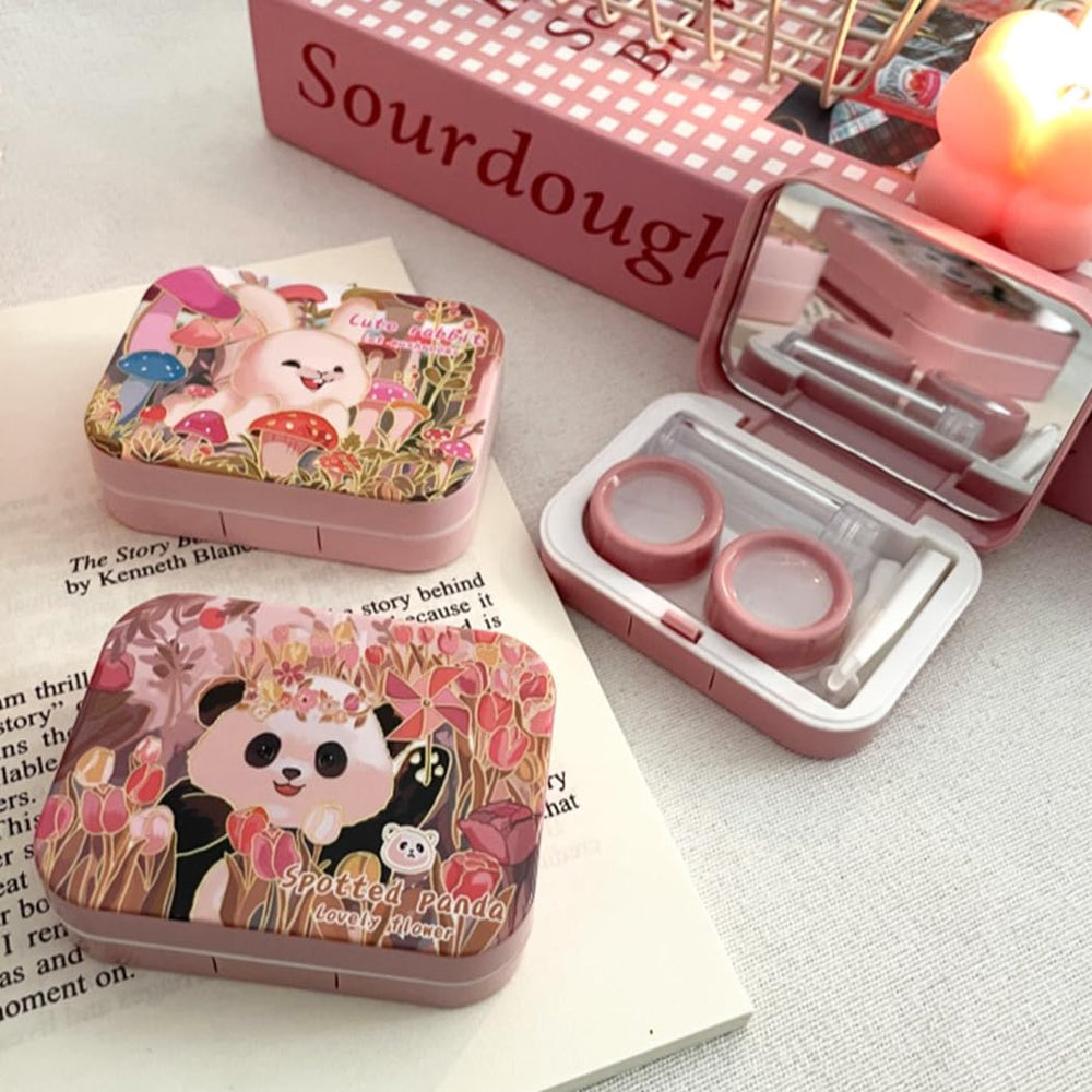 Cute panda and rabbit animal design on the lens case