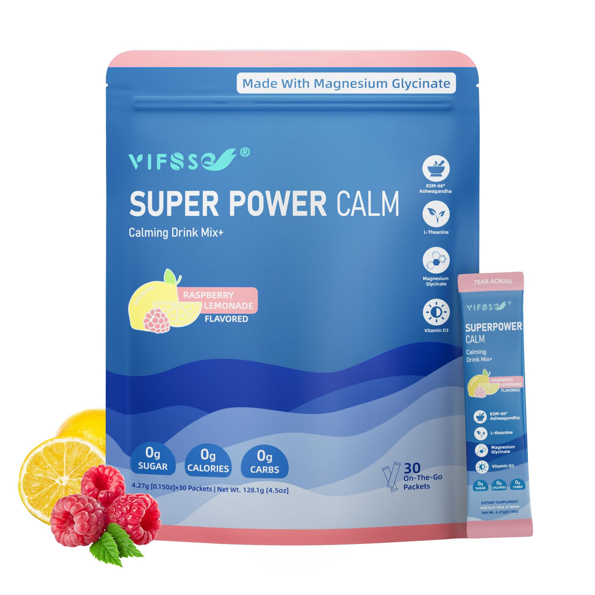 VIFSSG Calming Drink Mix Raspberry Lemonade packaging front