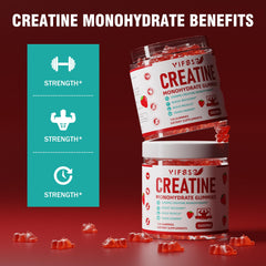 Graphic showing 5 g of creatine per serving in gummies