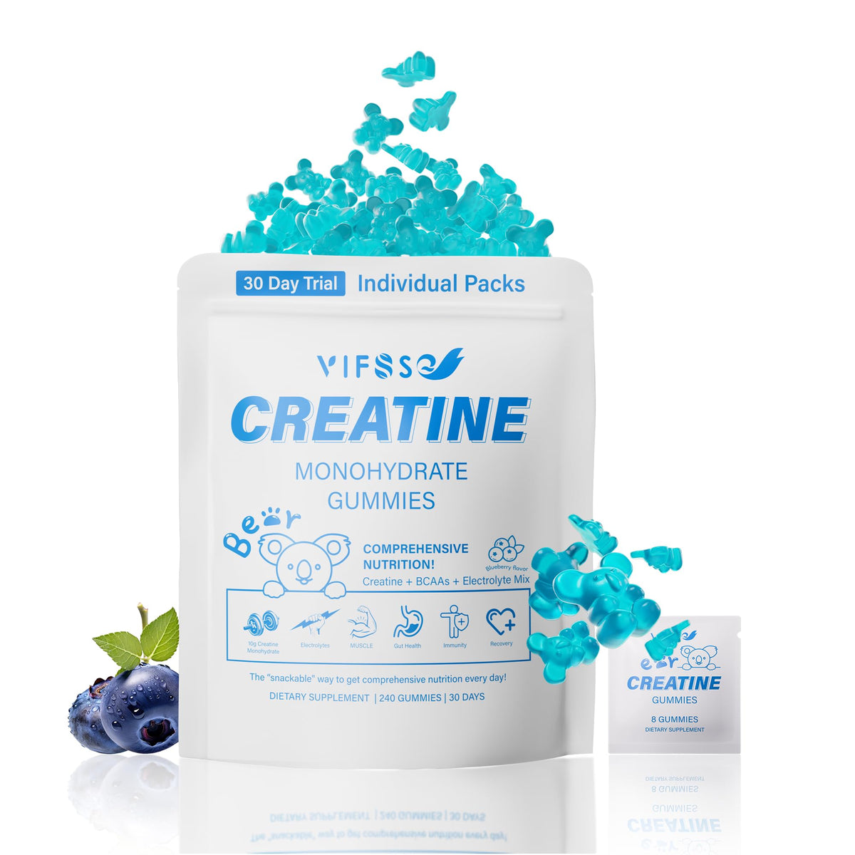 VIFSSG Creatine Monohydrate Gummies packaging showing 240-count