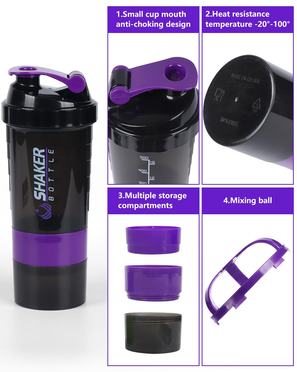 Three extra compartments and pill tray for supplements