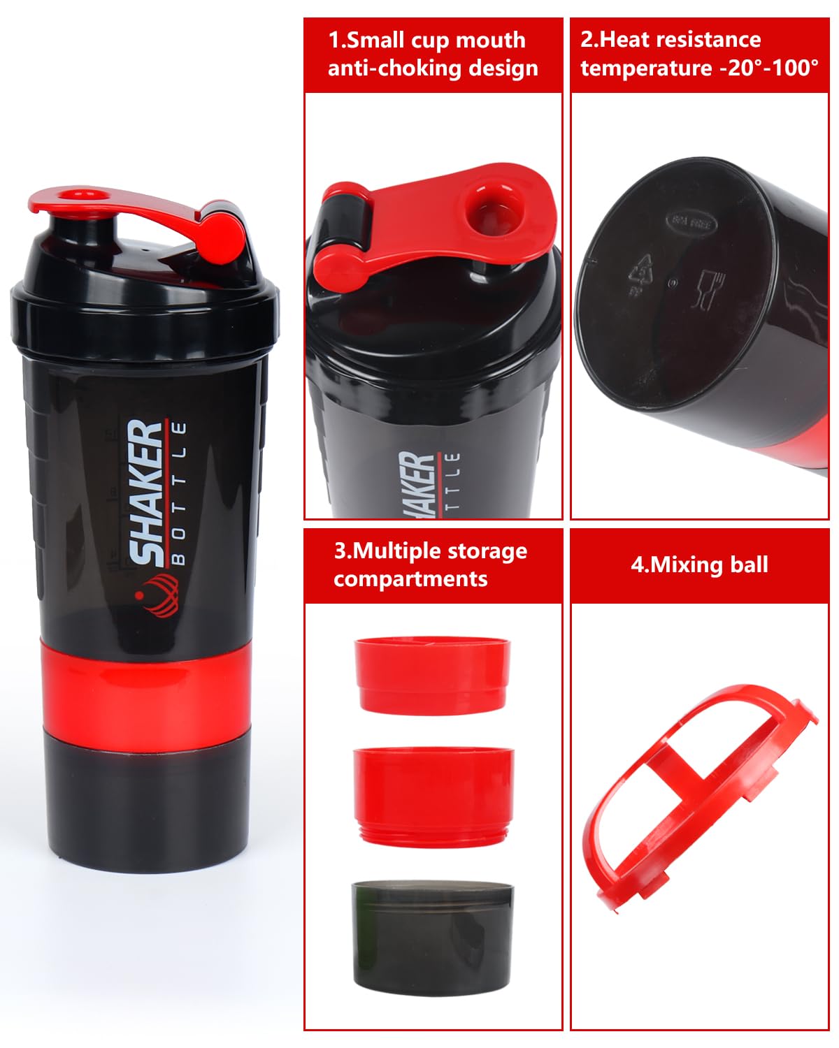 Shaker side embossed with ounce and milliliter measurements