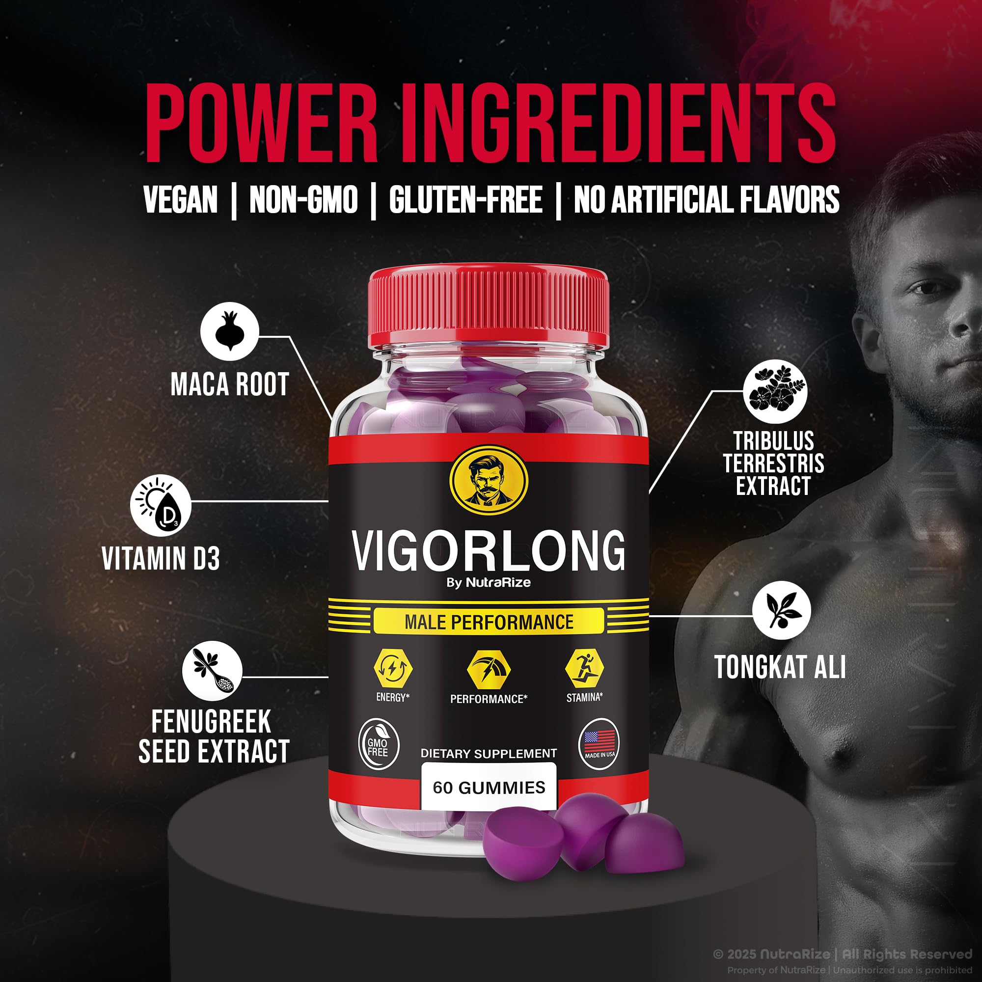 Close-up image of VigorLong Gummies for Men