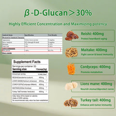 Five-mushroom blend: Reishi, Lion's Mane, Maitake, Turkey Tail, Cordyceps
