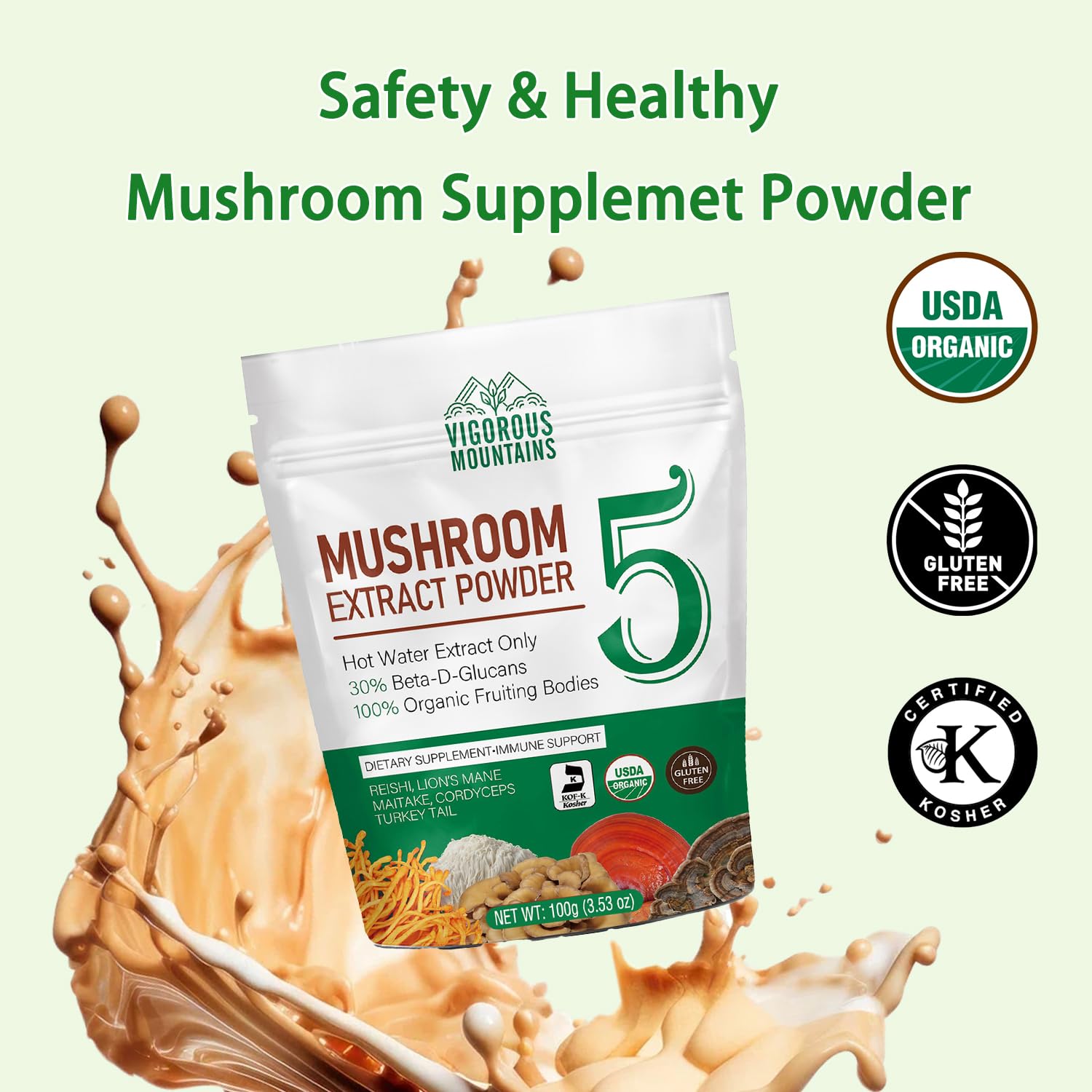 USDA Organic and Kosher certification logos