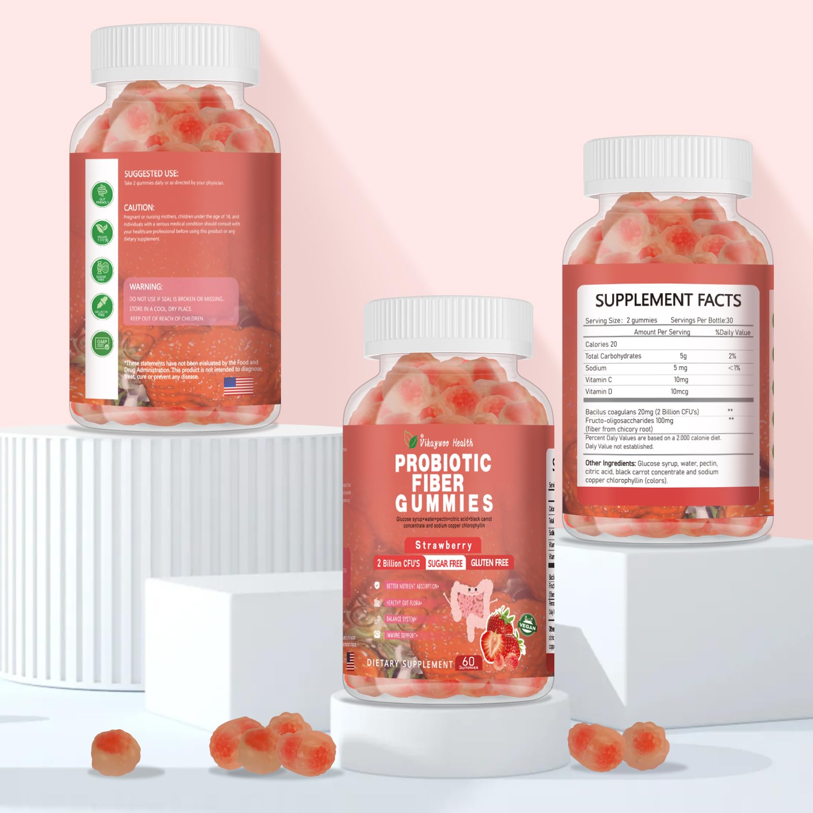Adults taking Vikaywoo Probiotic Fiber Gummies for digestive health