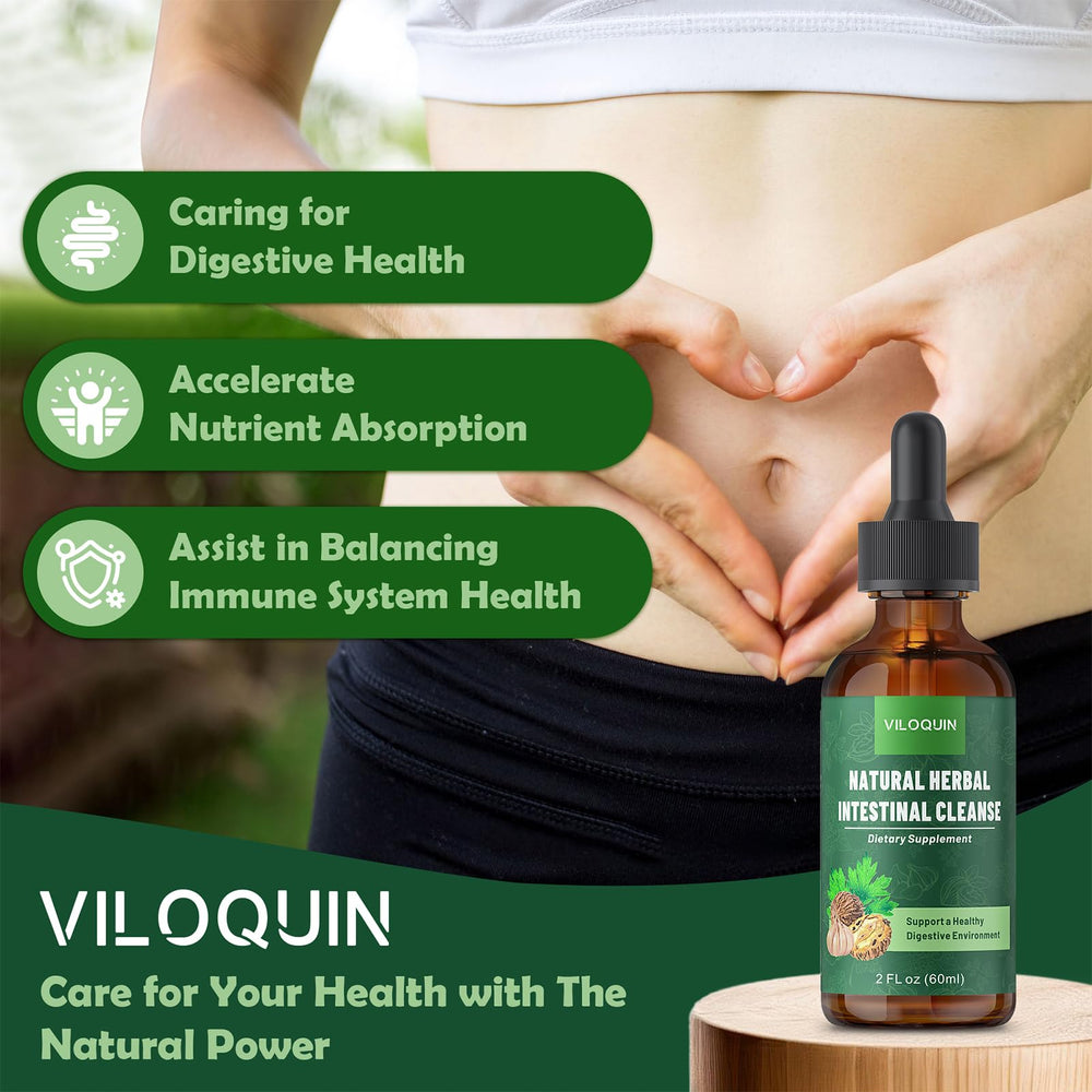 Dropper dispensing Viloquin Gut Cleanse Detox Liquid into water