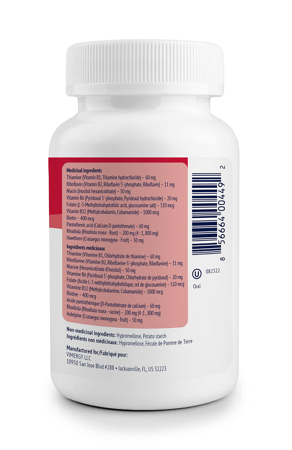 Product packaging and serving size details for Adapto-B Complex
