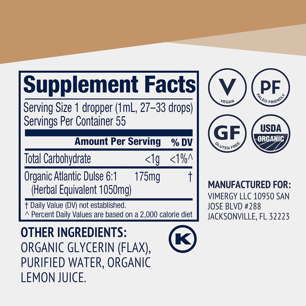 Nutrition label showing 1,050 mg per 1 mL serving