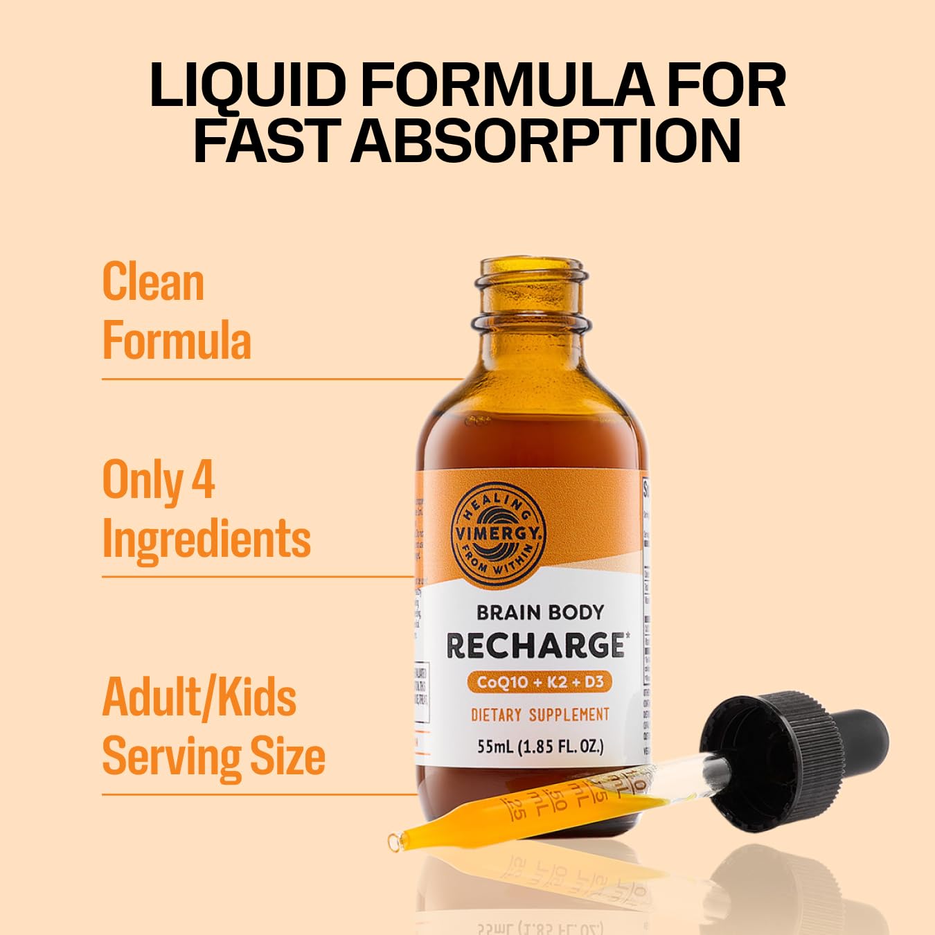 Vitamin D3 and K2 ingredients concept for Vimergy Brain Body Recharge