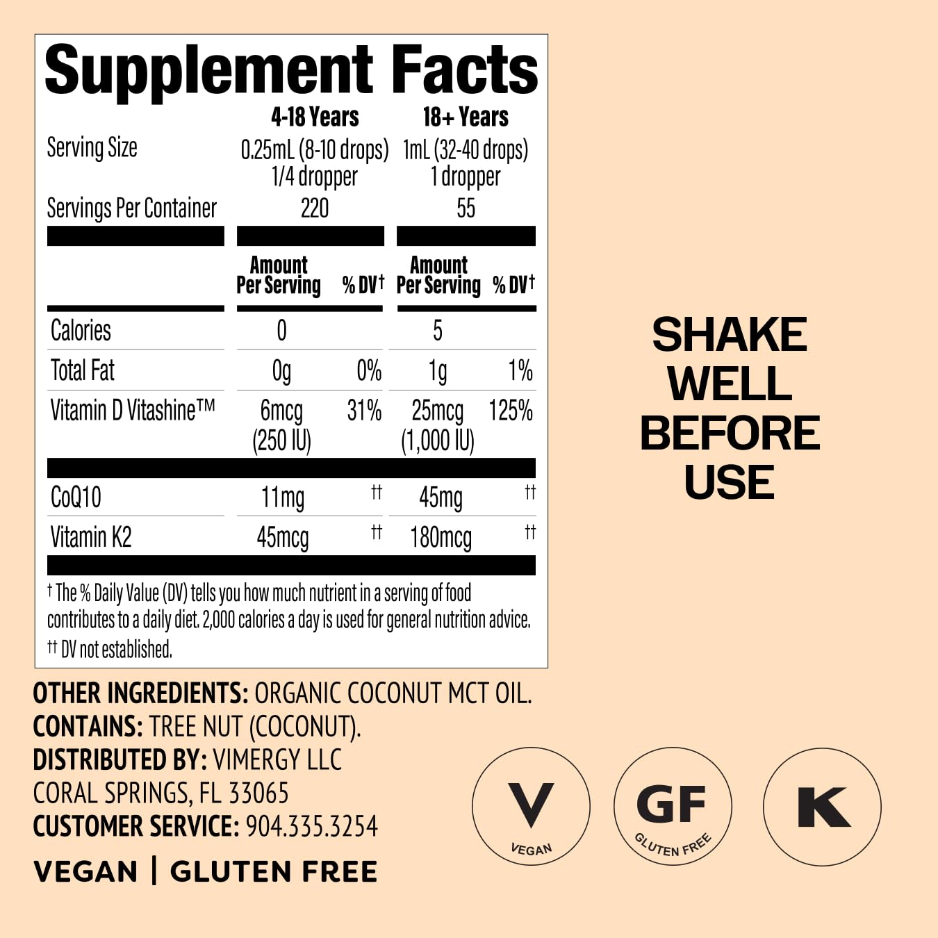 Vegan and gluten-free badge on Vimergy Brain Body Recharge packaging