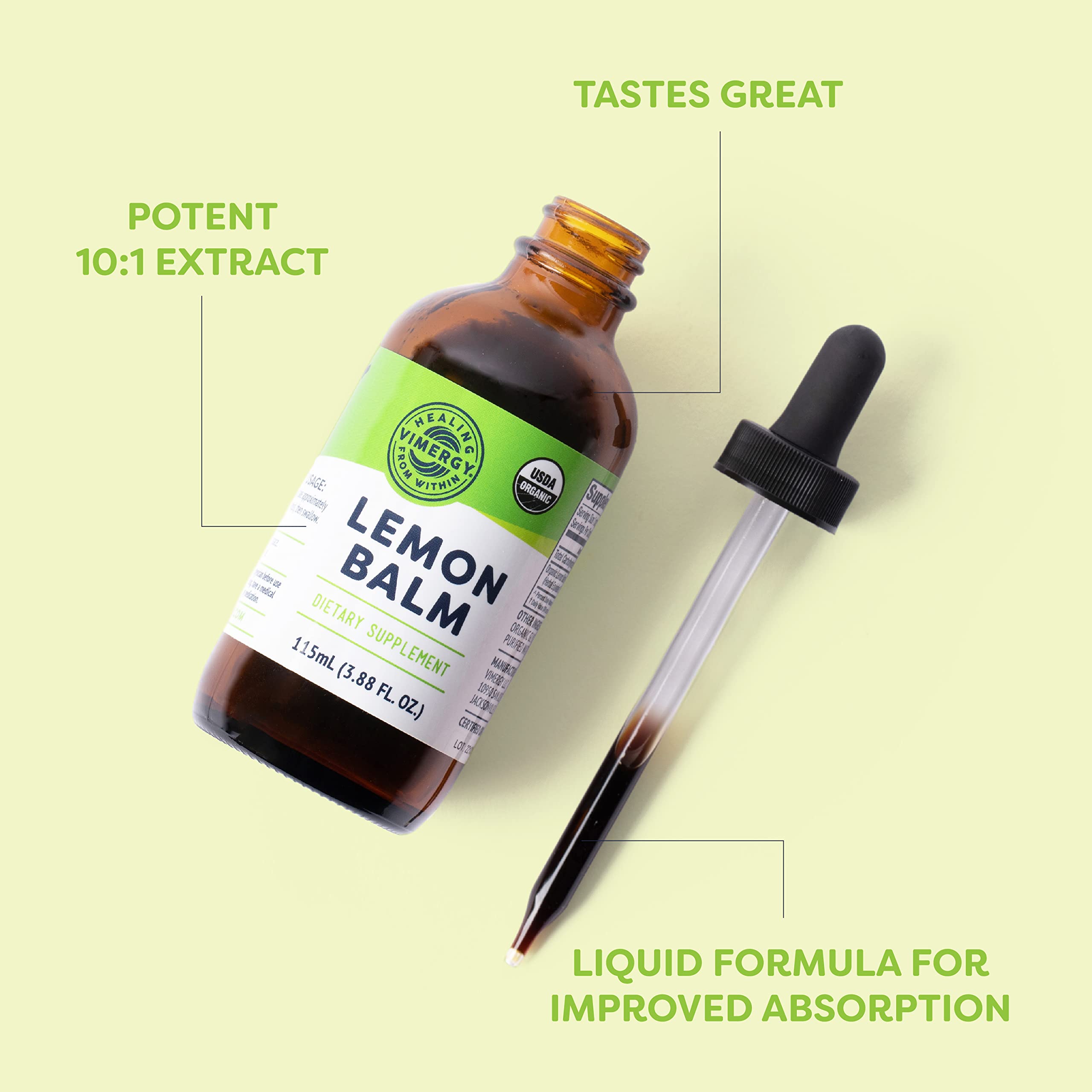 Label showing ingredients and certifications