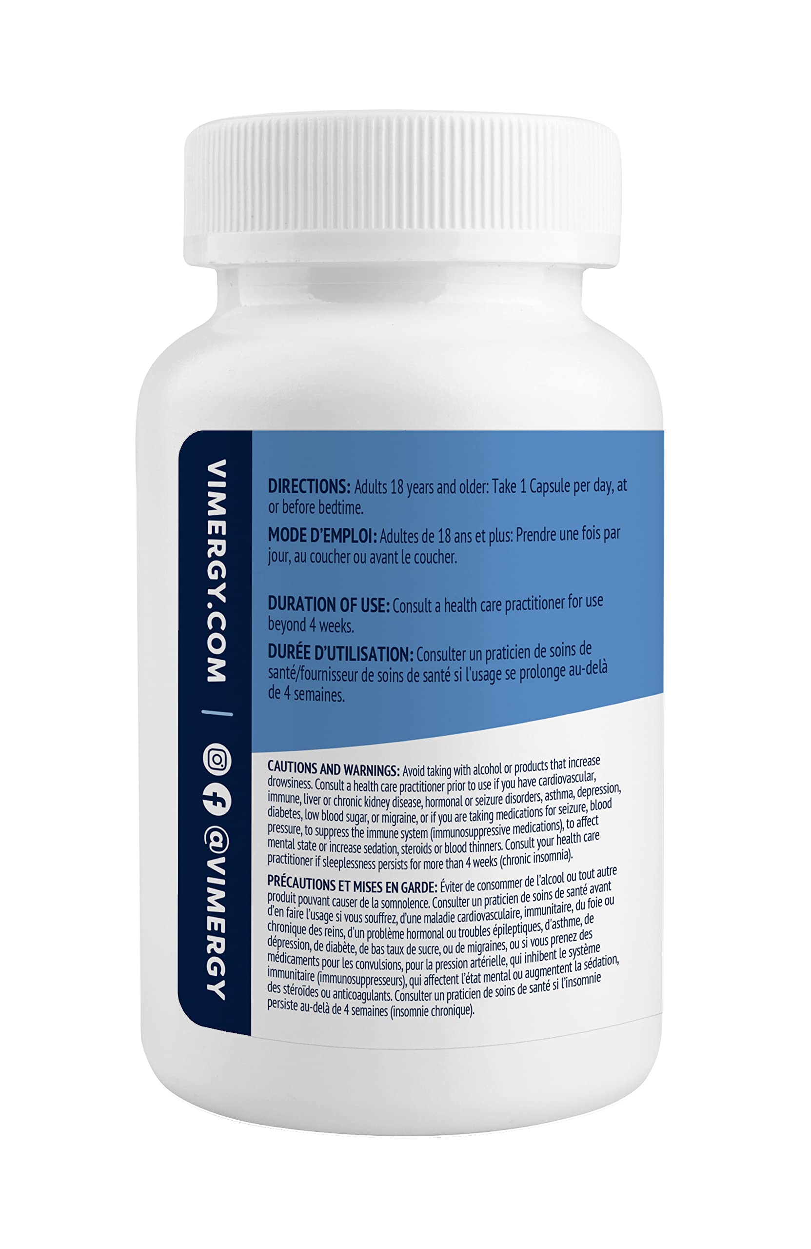 Vimergy Melatonin packaging and ingredients