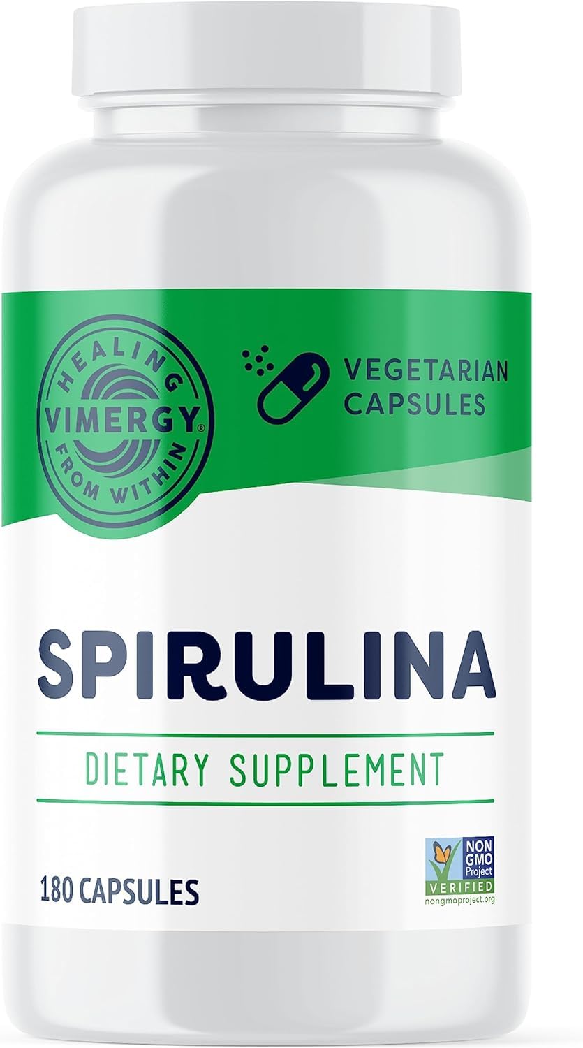 Vimergy Spirulina Capsules bottle front