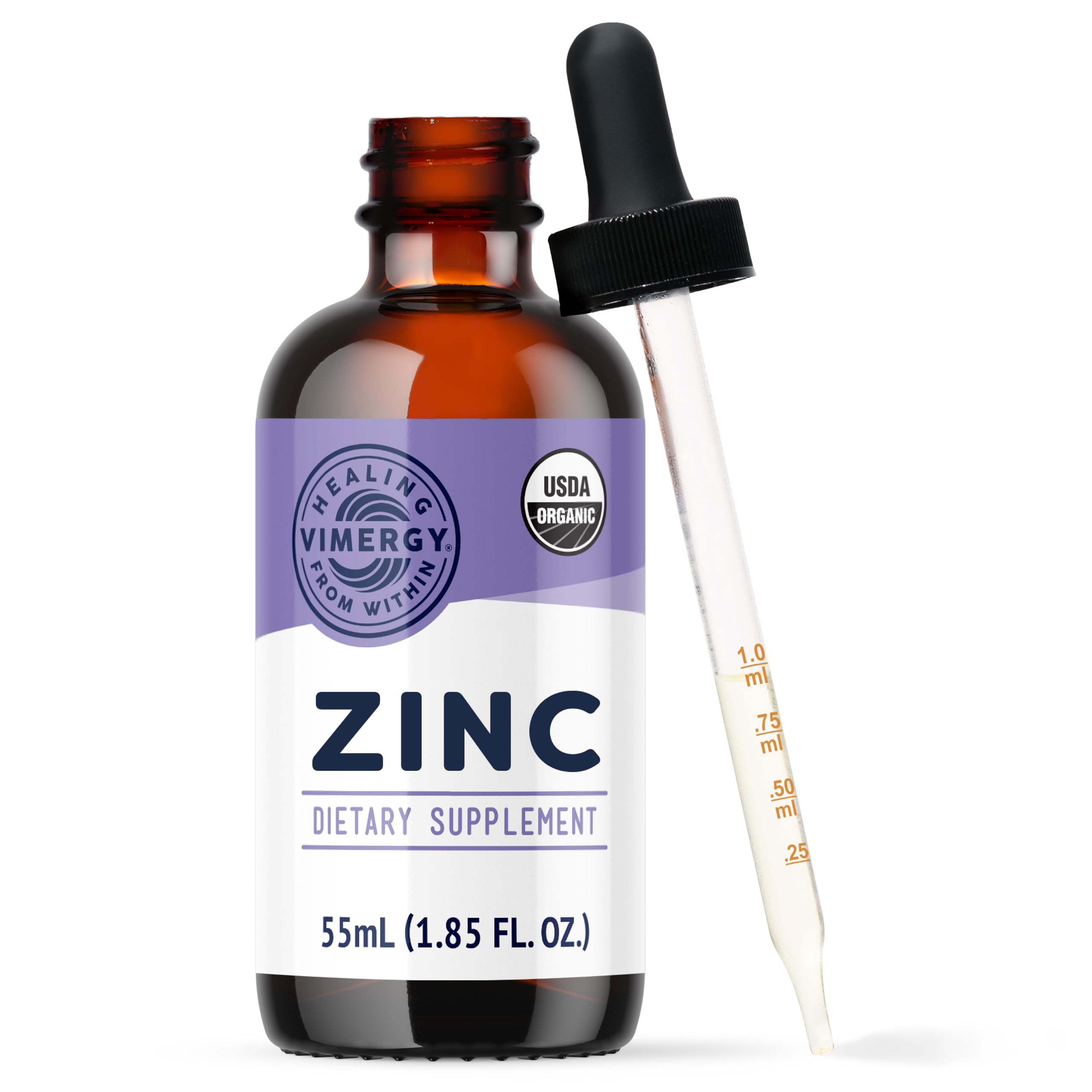 Vimergy Zinc Drops bottle on kitchen counter
