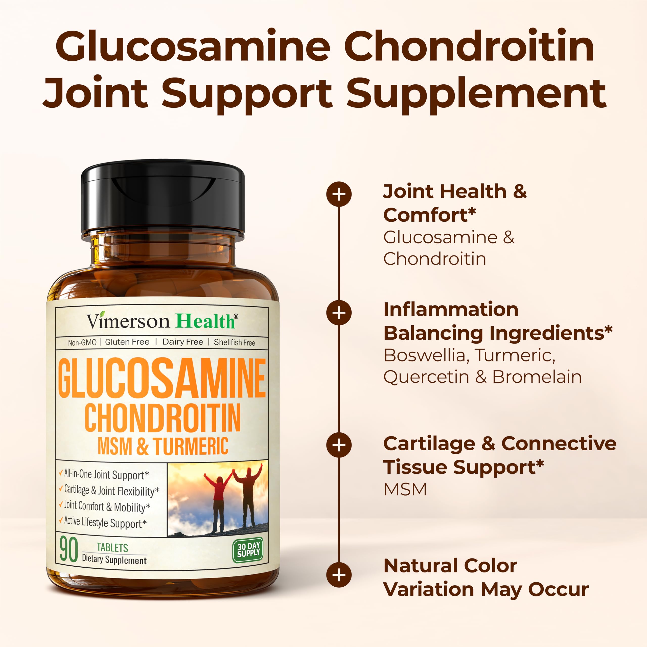 Vimerson Health Glucosamine Chondroitin MSM daily use visual promotes sustained mobility.