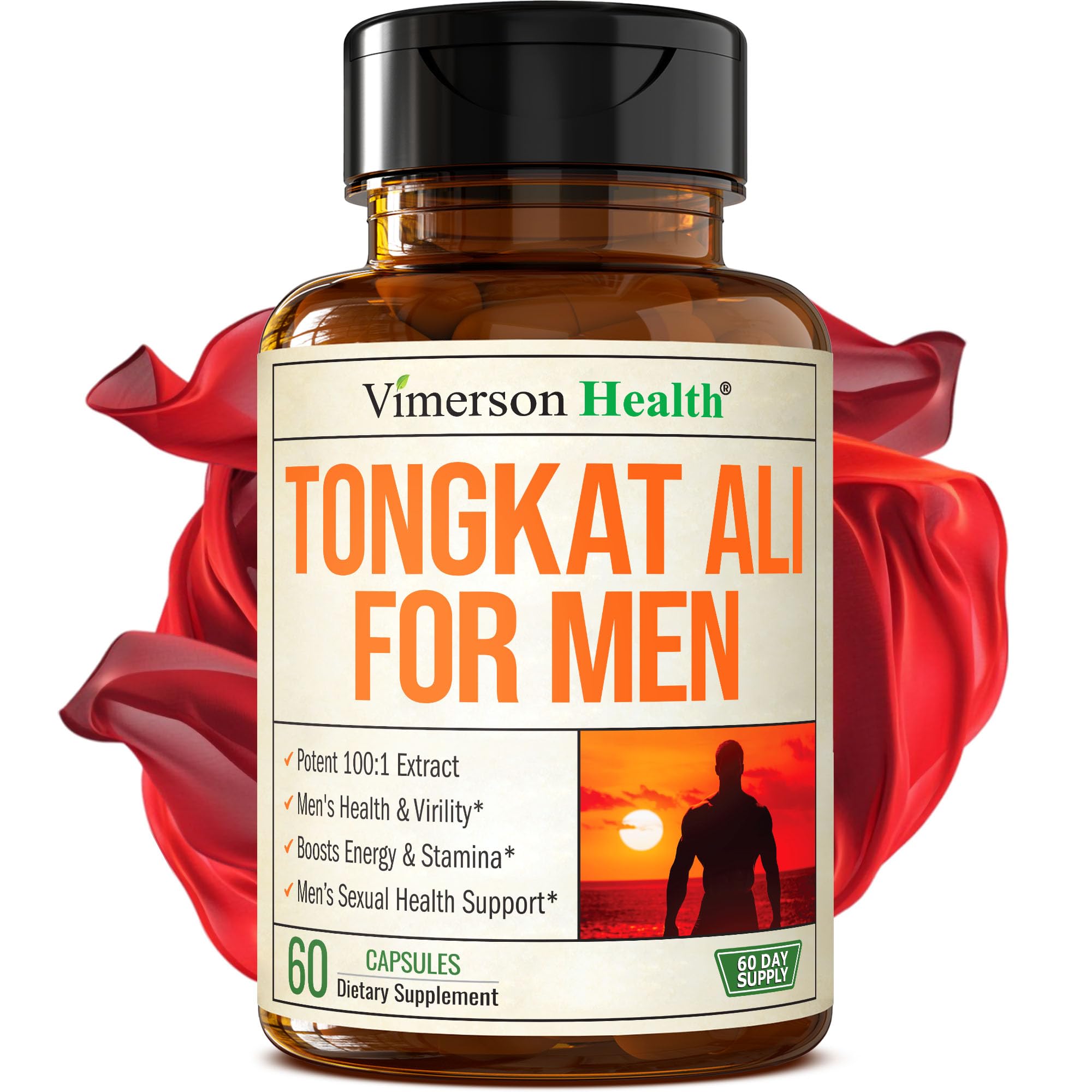 Vimerson Health Longjack Tongkat-Ali bottle close-up for daily vitality and energy support.
