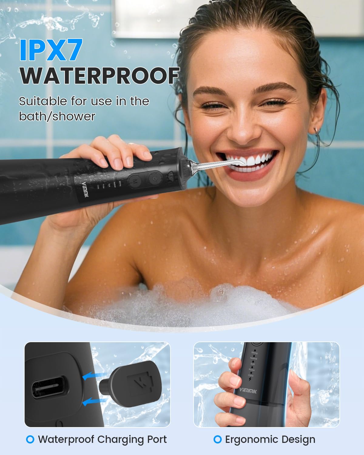 IPX7 waterproof rating for VIMMK flosser