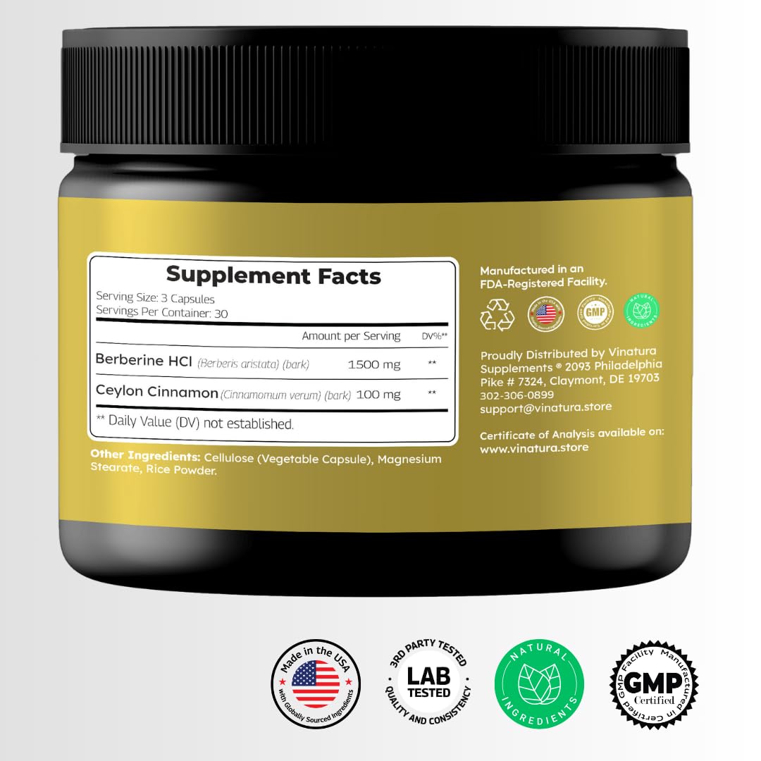 Close-up of Berberine HCL 1500mg capsules