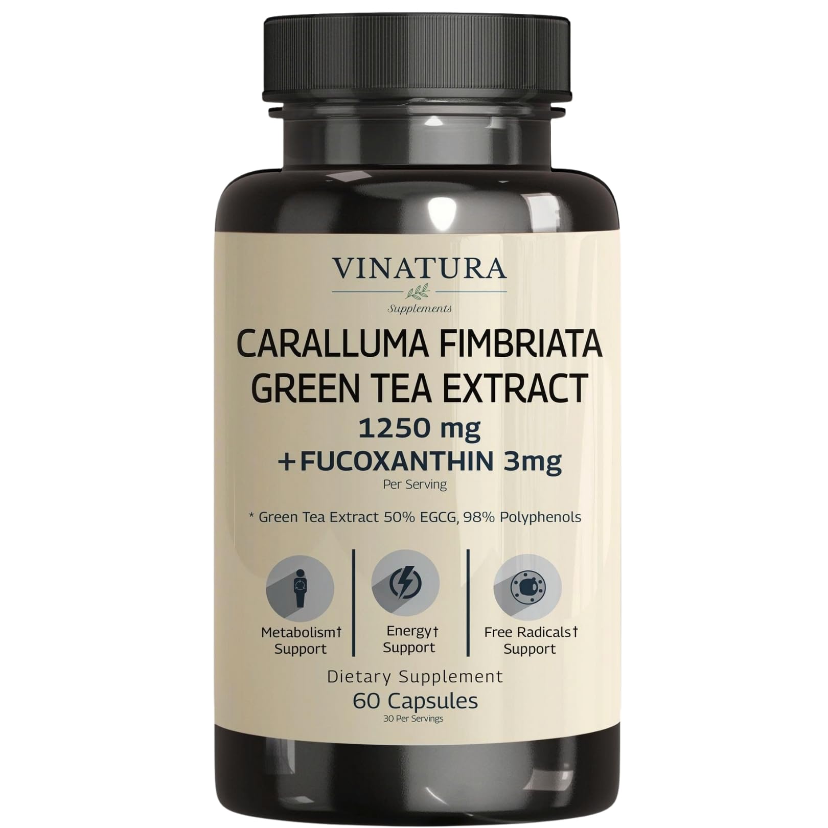 VINATURA caralluma fimbriata 60-capsules bottle supports daily energy and focus.