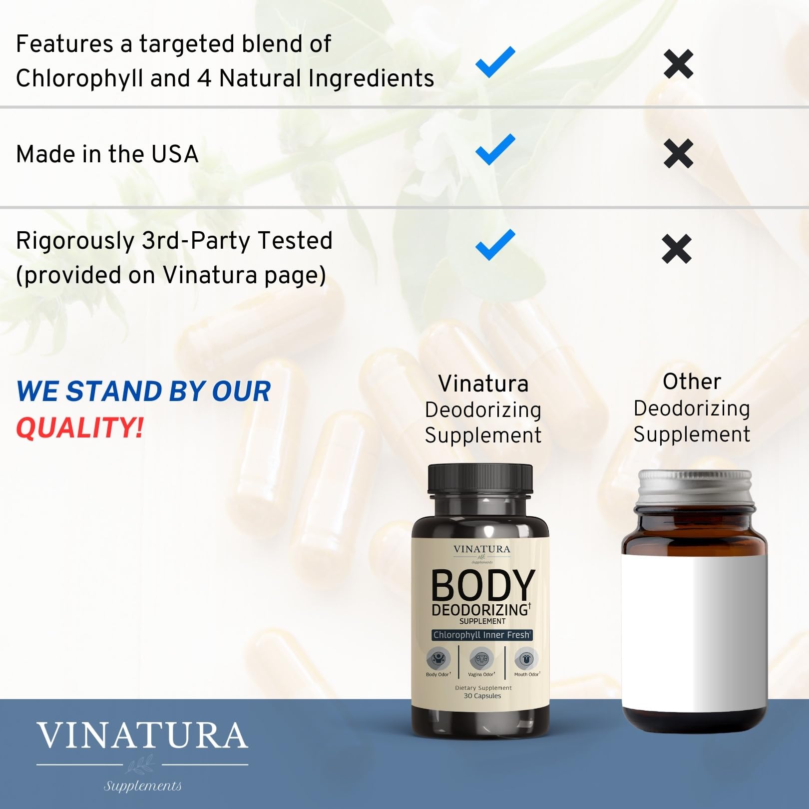 Chlorella and spirulina detox greens used in VINATURA supplement