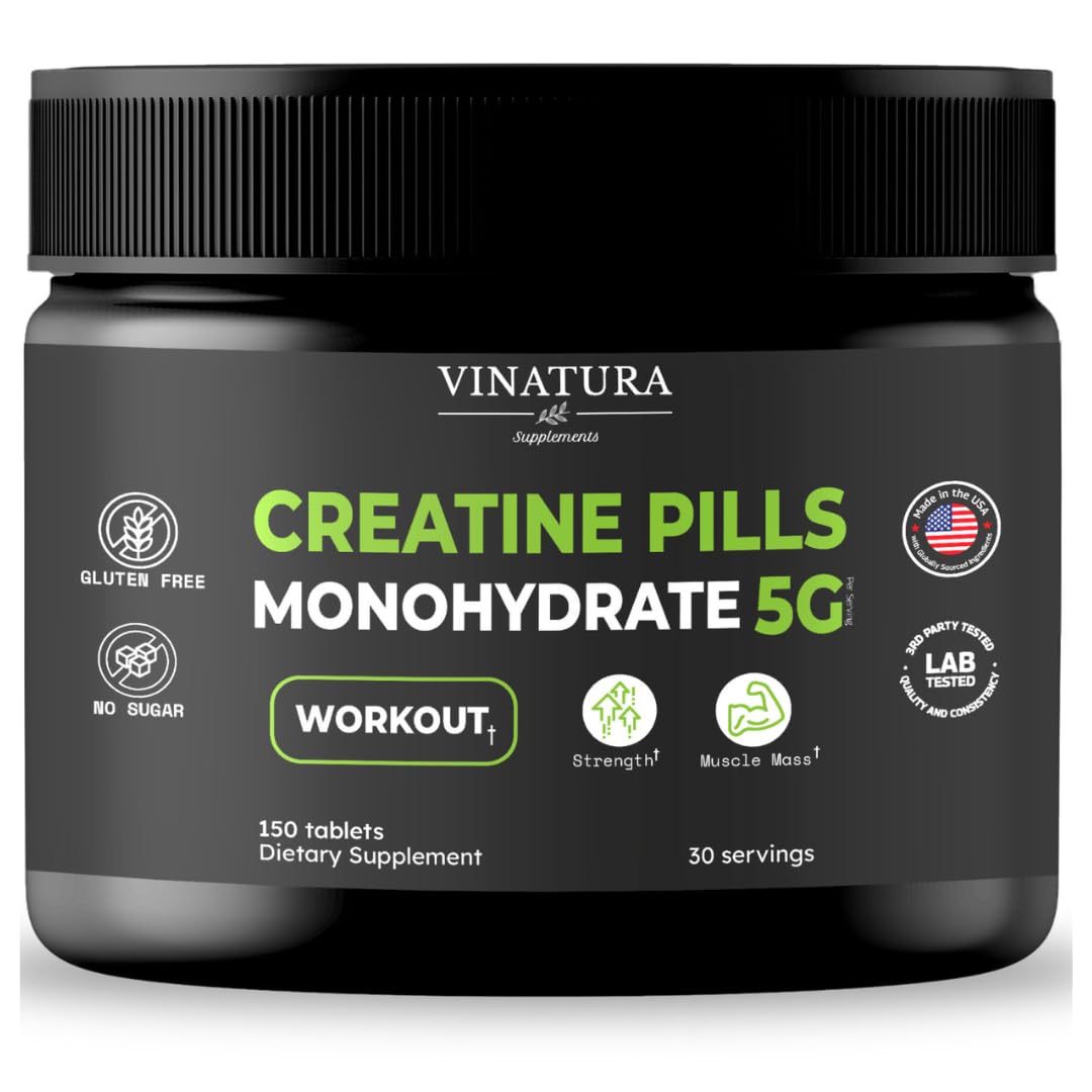 VINATURA Creatine Monohydrate Pills bottle and label