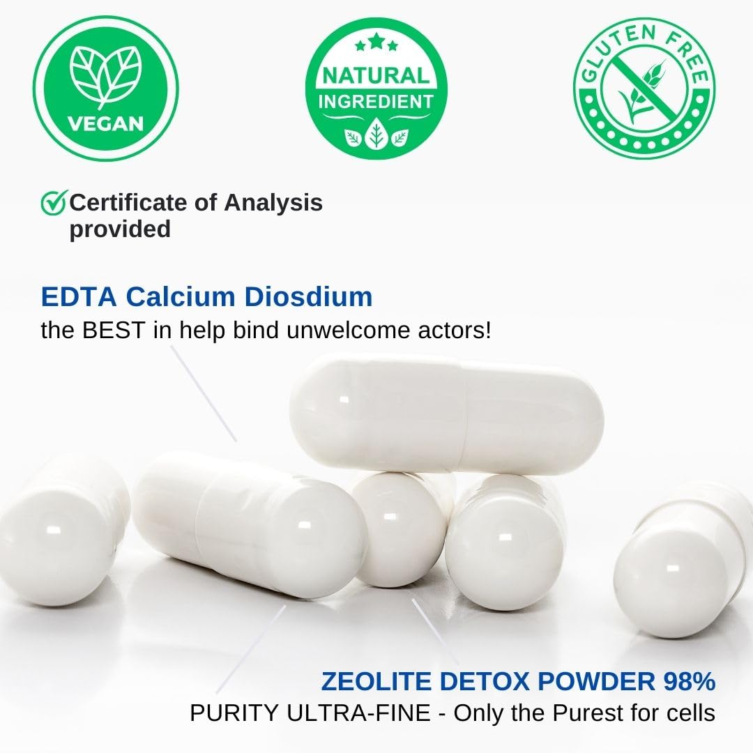 Close-up of EDTA and Zeolite capsules