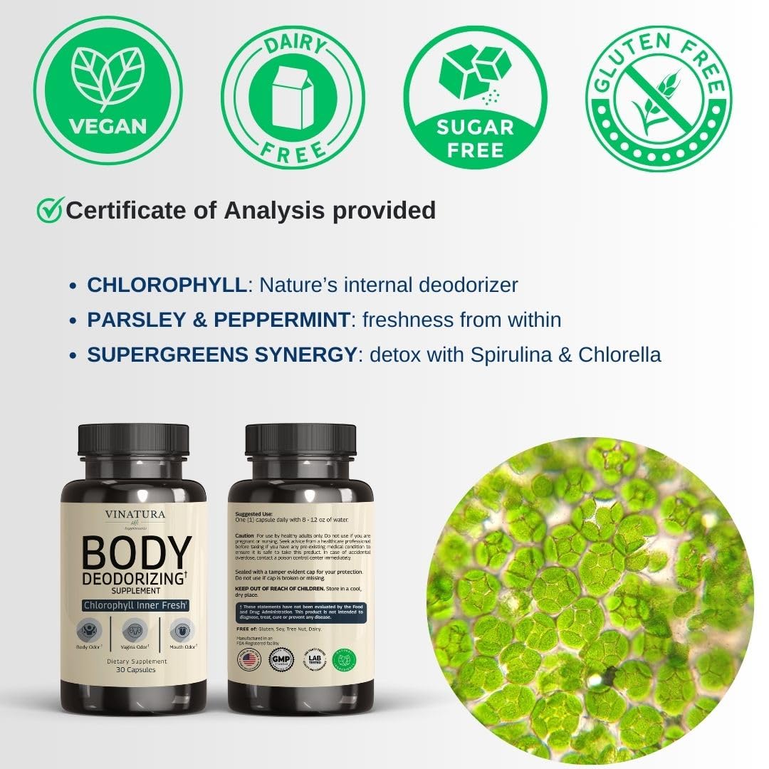 Parsley and peppermint herbal ingredients with chlorophyll pills