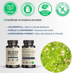 Parsley and peppermint herbal ingredients with chlorophyll pills