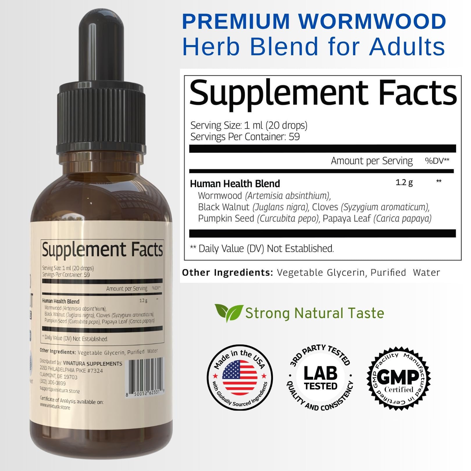Ingredients: wormwood, black walnut, cloves, papaya leaf, pumpkin seed