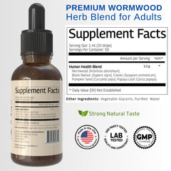 Ingredients: wormwood, black walnut, cloves, papaya leaf, pumpkin seed