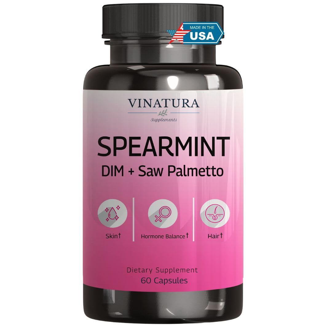 VINATURA Spearmint capsule bottle highlighting key ingredients