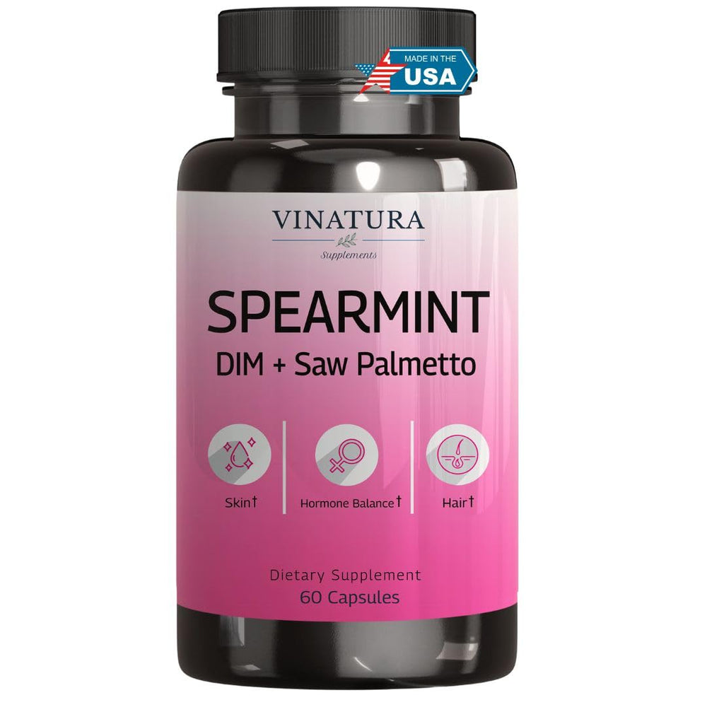 VINATURA Spearmint capsule bottle highlighting key ingredients