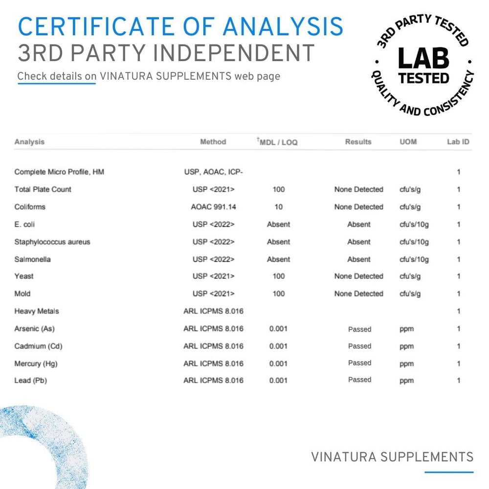 USA-made GMP-certified facility insignia for VINATURA Urolithin A