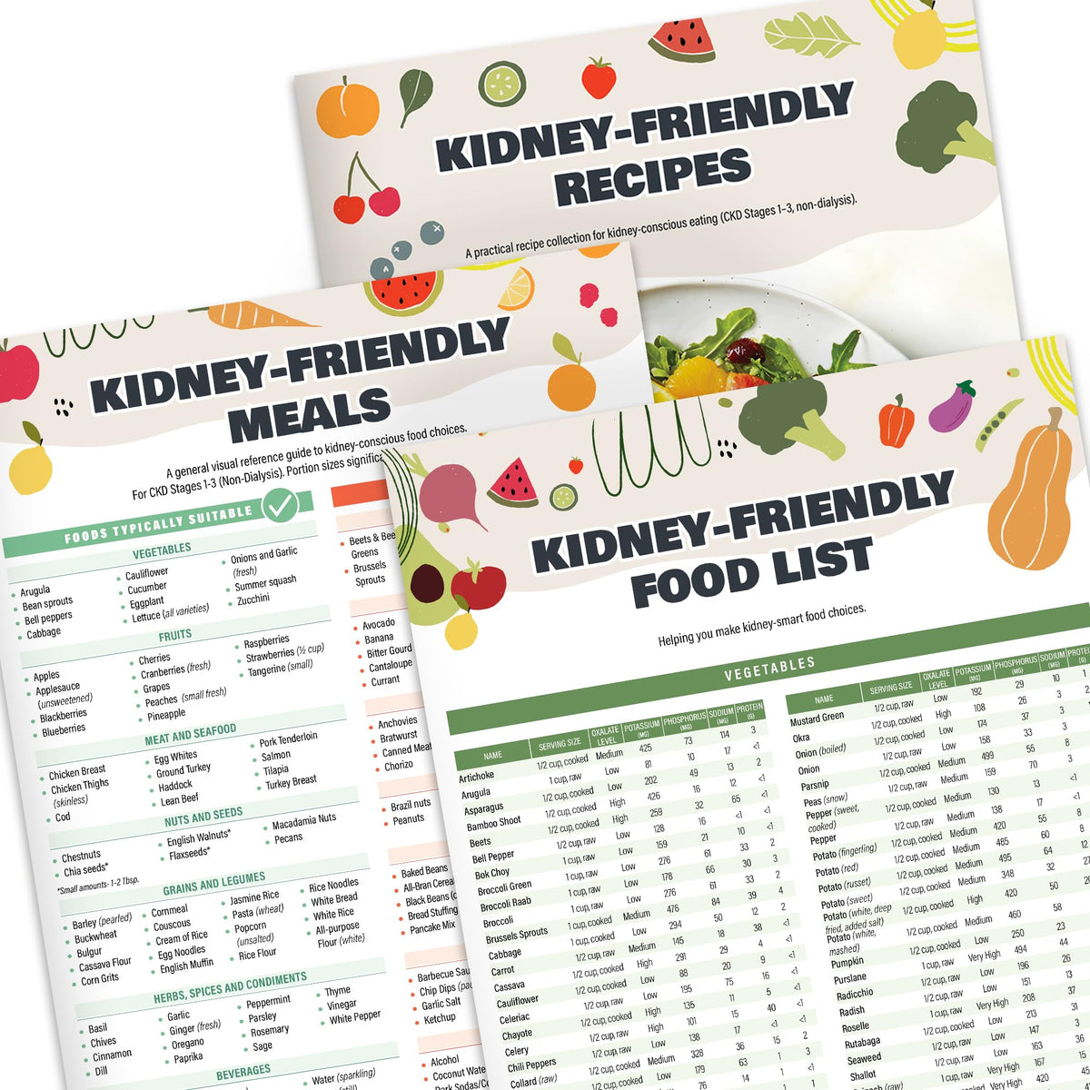 Vinca Blue kidney charts set cover for organized CKD meal planning