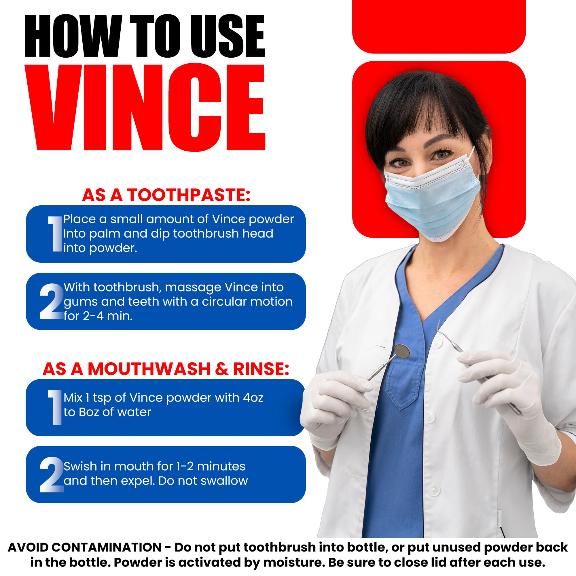 Container of Vince Gum Mouth Powder in a drawer