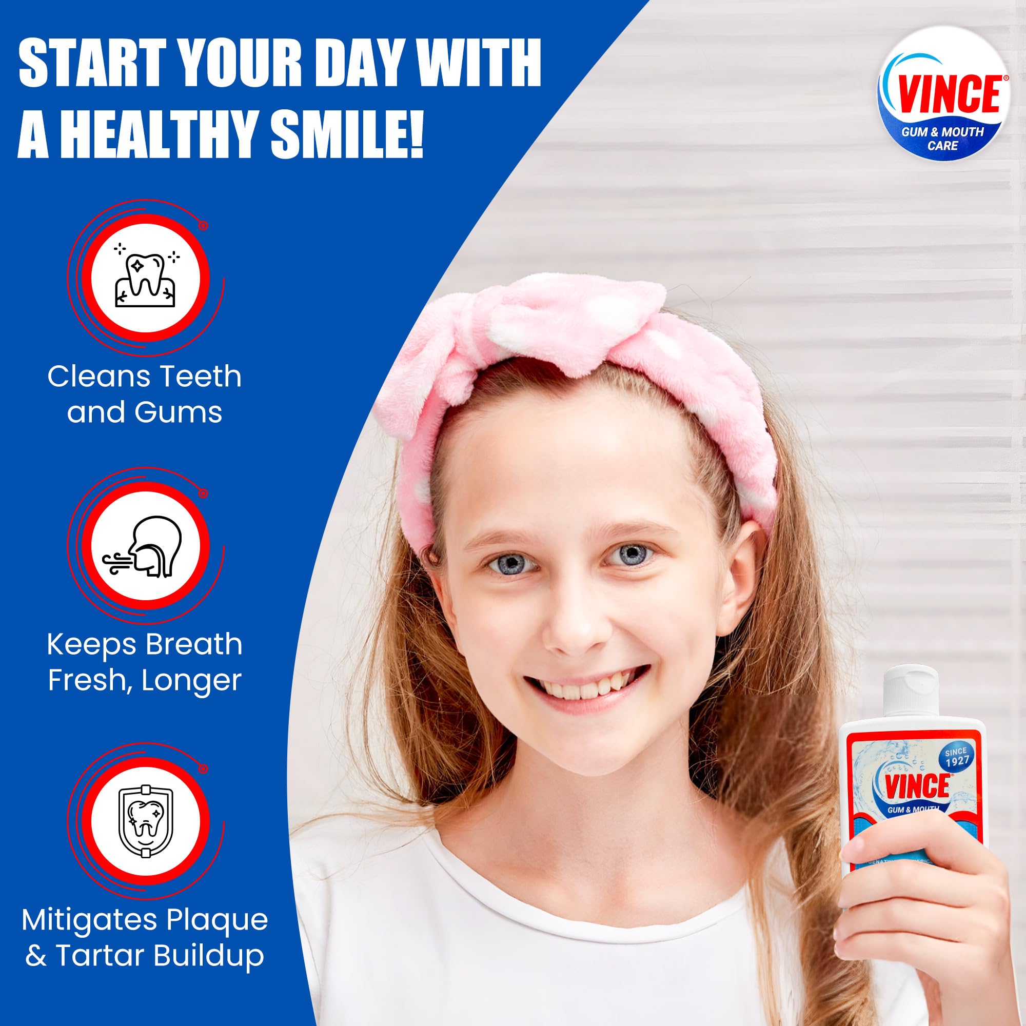 Label showing ingredients of Vince Gum Mouth Powder
