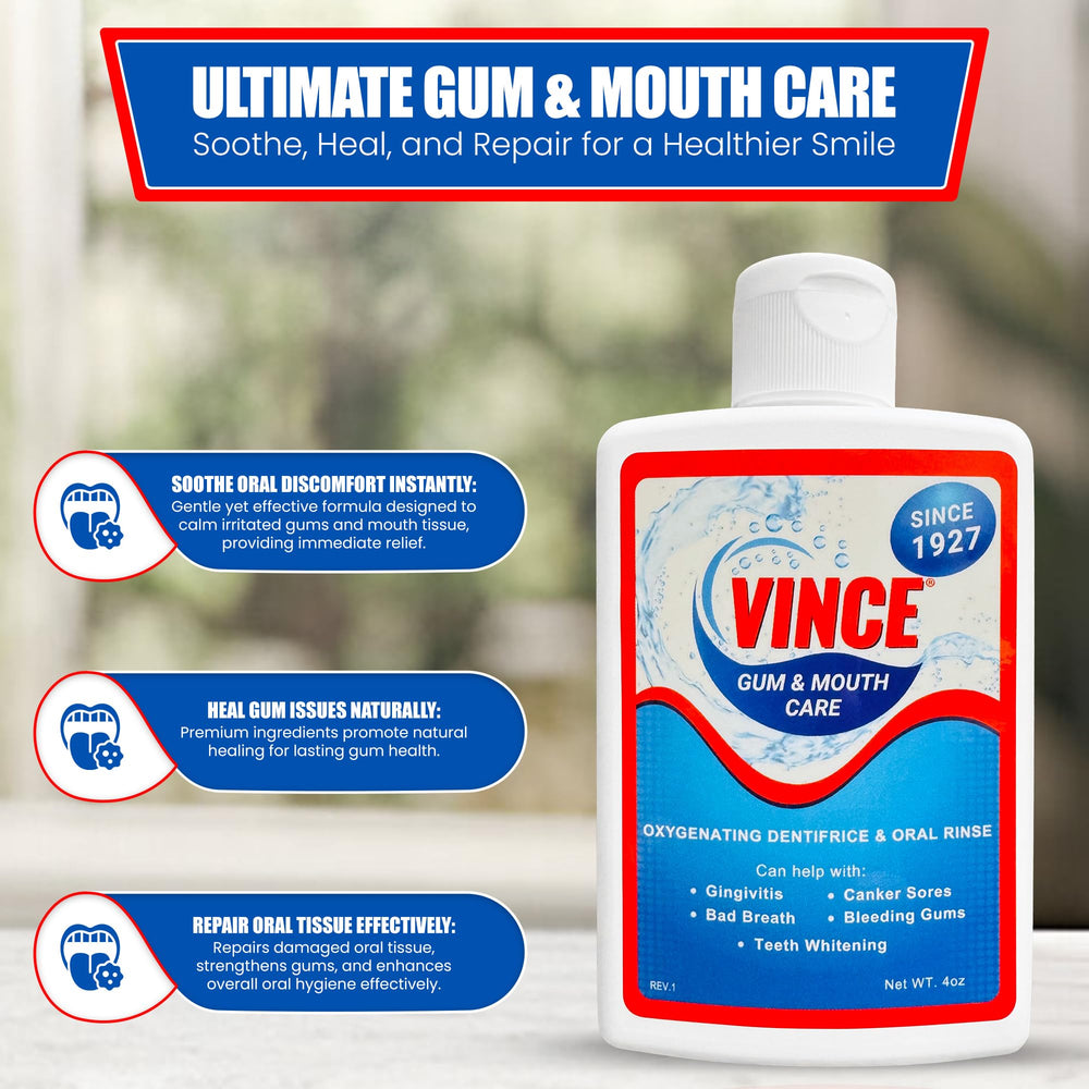 Vince Gum Mouth Powder being mixed with water for mouthwash