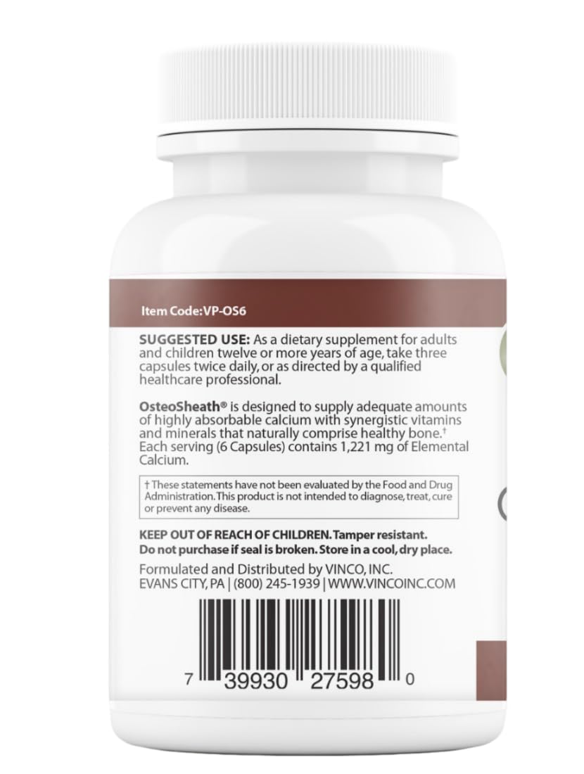 Illustration of OsteoSheath4 bone health ingredients including calcium forms