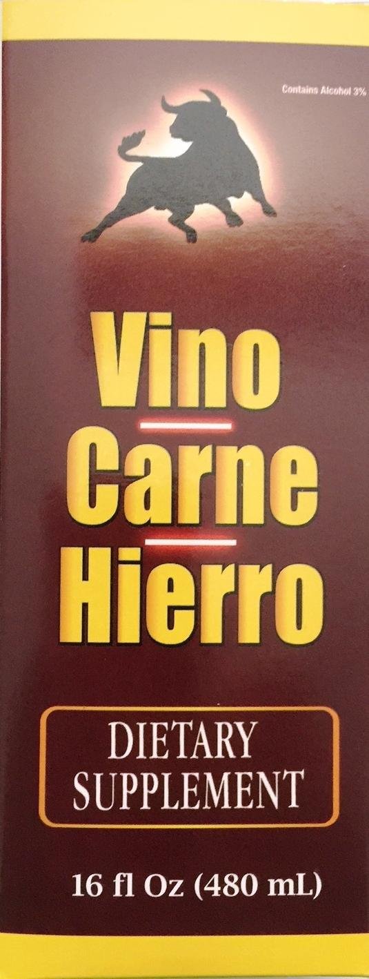 Close-up of Vino Carne Hierro label