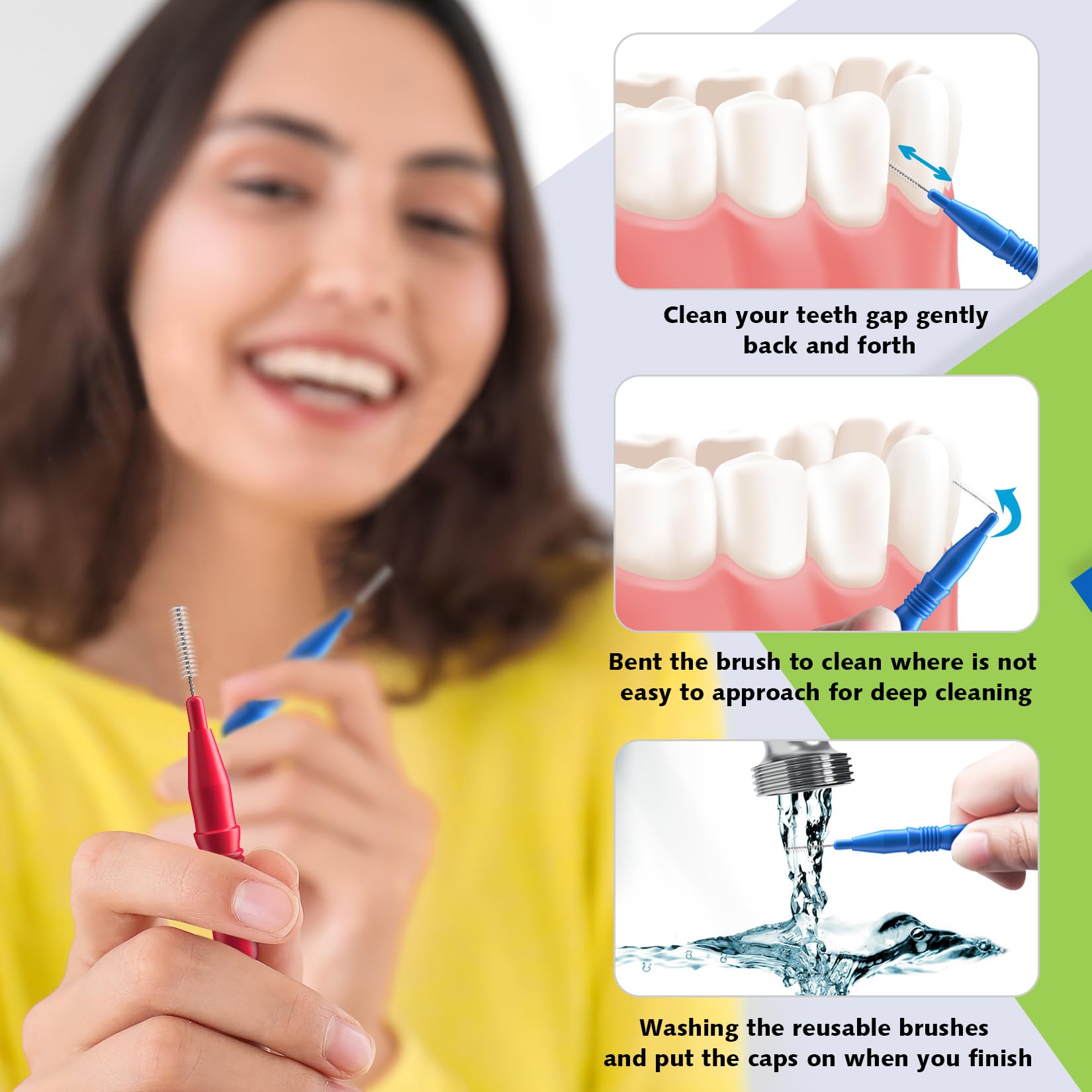 Inside view showing interdental brush heads and packaging